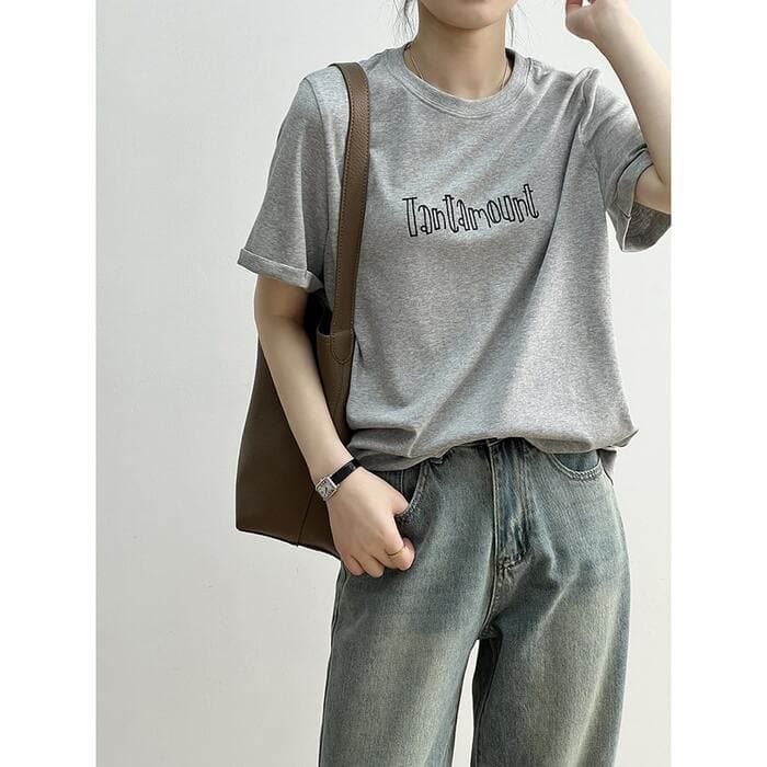 骨格ストレートレター半袖 T シャツ