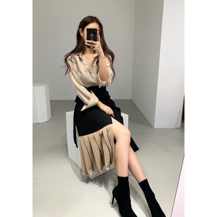 骨格ストレートプリーツスカートセットアップ