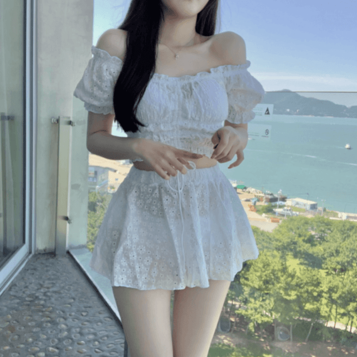 骨格ストレートオフショルダービキニ水着