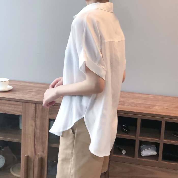骨格ストレートテンセルリネン半袖シャツ