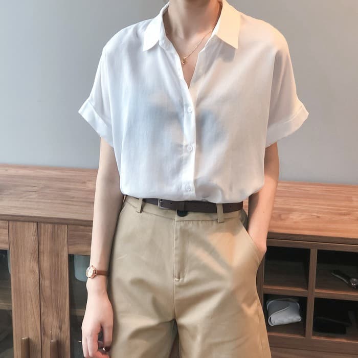 骨格ストレートテンセルリネン半袖シャツ