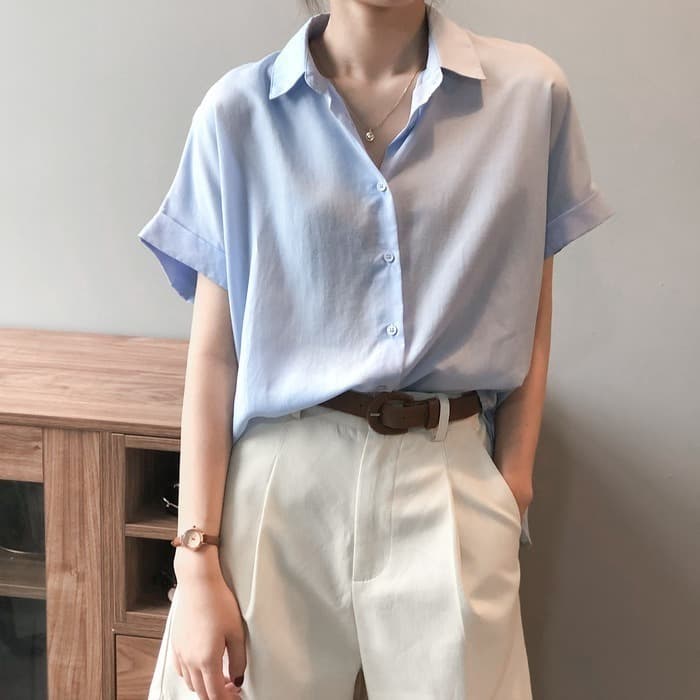 骨格ストレートテンセルリネン半袖シャツ