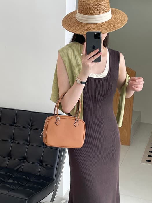 骨格ストレートフレンチレトロタイトワンピース
