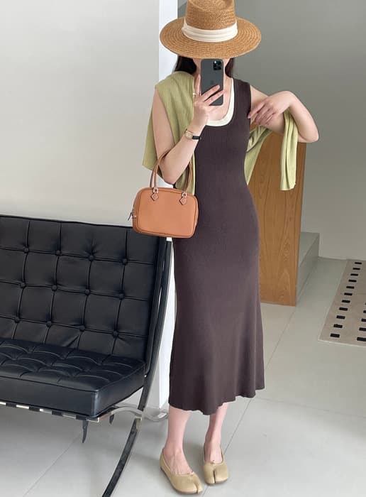 骨格ストレートフレンチレトロタイトワンピース