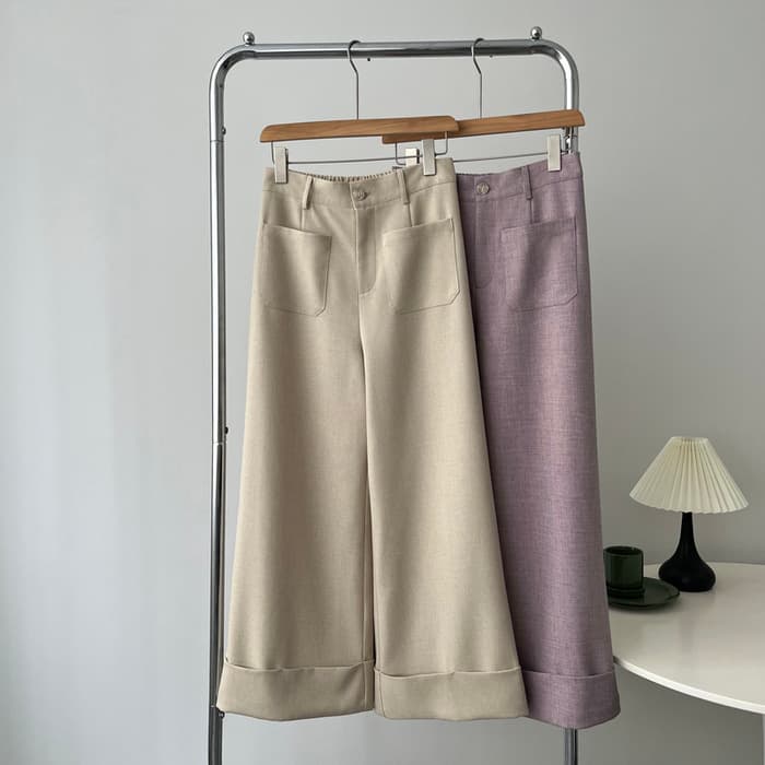 骨格ストレートワイドレッグパンツ