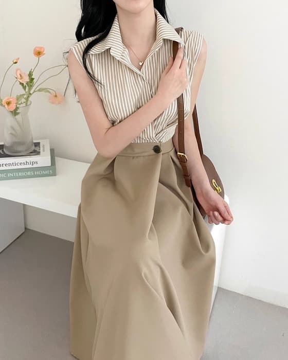 骨格ストレートレトロシックシャツワンピース