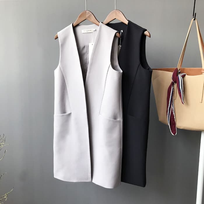 骨格ストレートシンプルスリットジレ