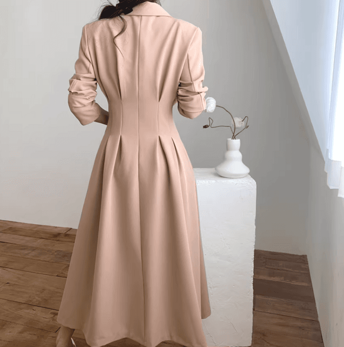 骨格ストレートフロントボタントレンチワンピース