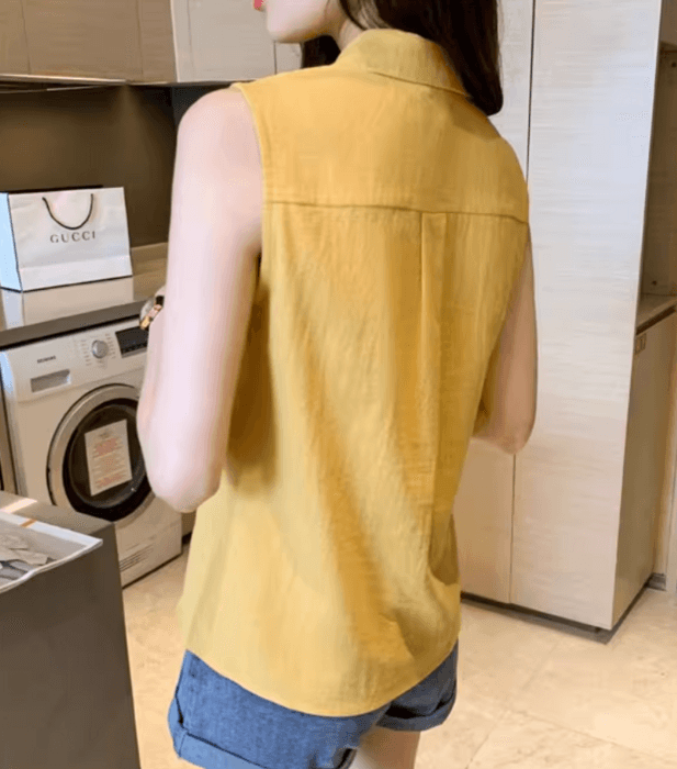 骨格ストレートノースリーブシフォンシャツ