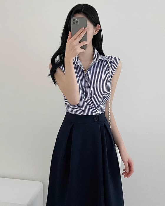 骨格ストレートレトロシックシャツワンピース