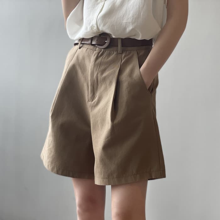 骨格ストレートワイドレッグハーフパンツ