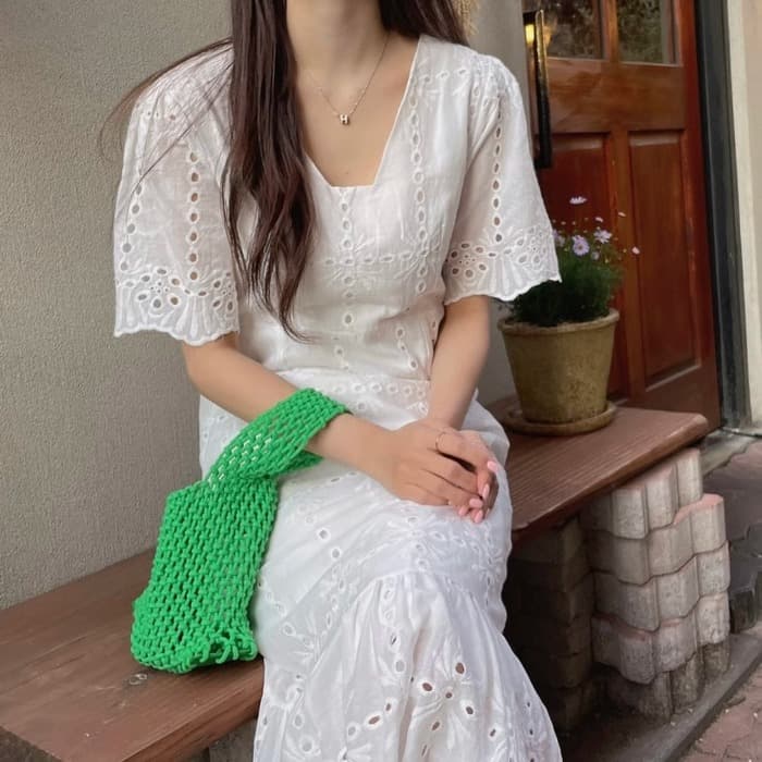 骨格ストレートレースワンピース