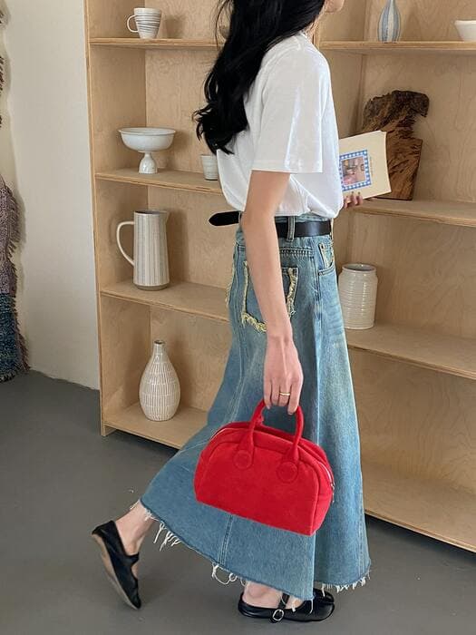 骨格ストレートAラインデニムスカート