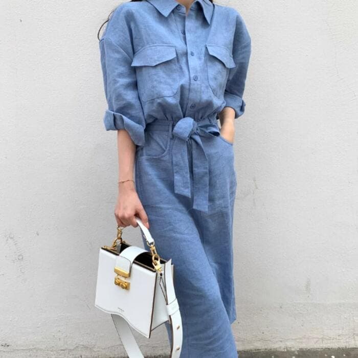 骨格ストレートストラップウエストワンピース