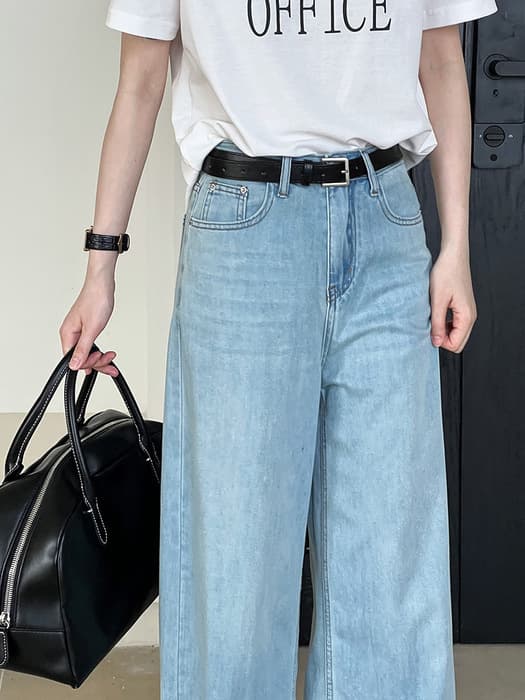 骨格ストレートデニムワイドパンツ