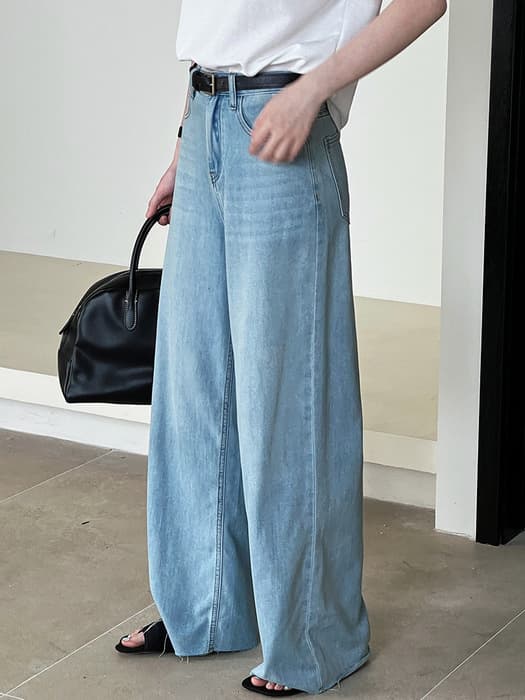 骨格ストレートデニムワイドパンツ