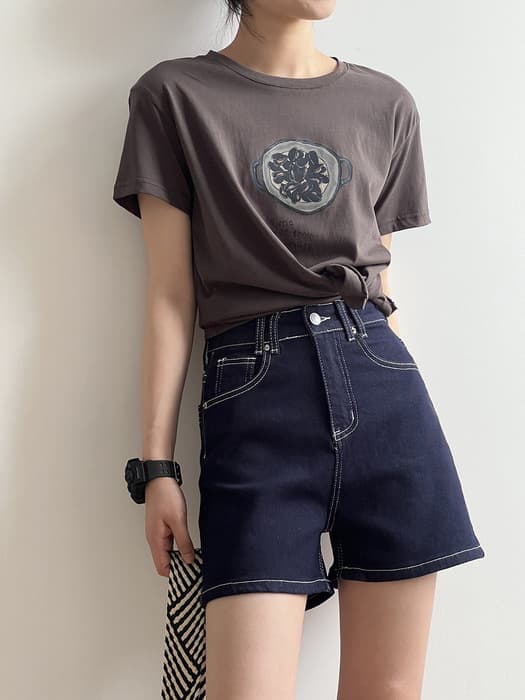 骨格ストレートカジュアルプリントTシャツトップス