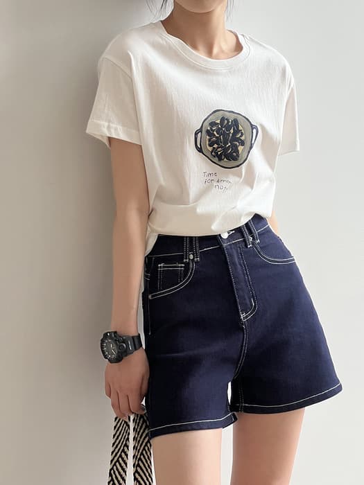 骨格ストレートカジュアルプリントTシャツトップス