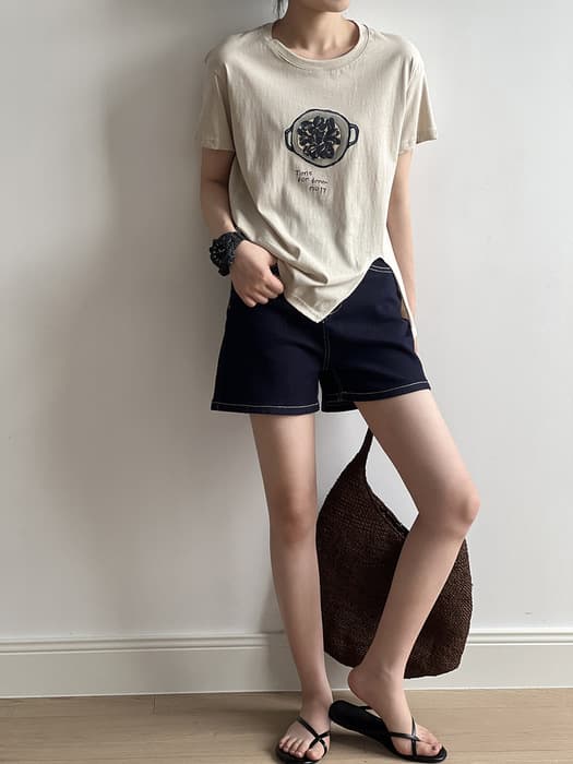 骨格ストレートカジュアルプリントTシャツトップス