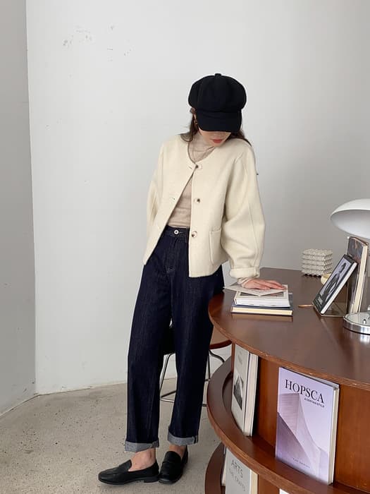 骨格ストレートルーズストレートデニムパンツ