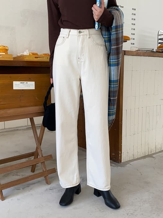 骨格ストレートルーズストレートデニムパンツ