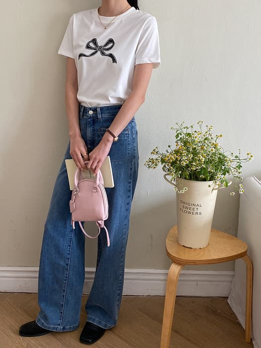 骨格ストレートサイドポケットデニムストレートパンツ