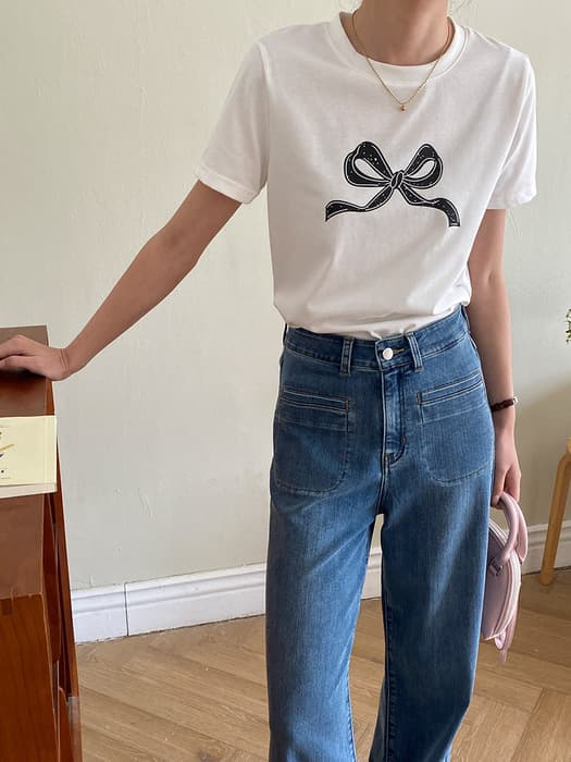 骨格ストレートサイドポケットデニムストレートパンツ
