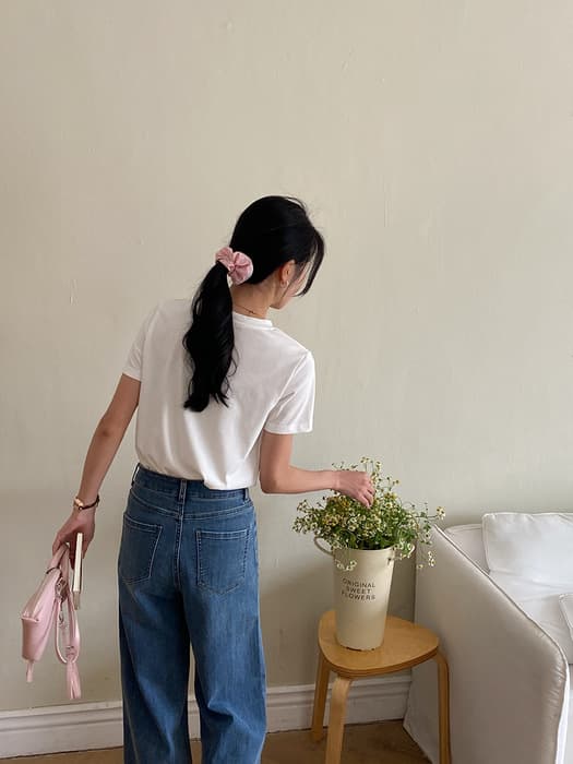骨格ストレートサイドポケットデニムストレートパンツ