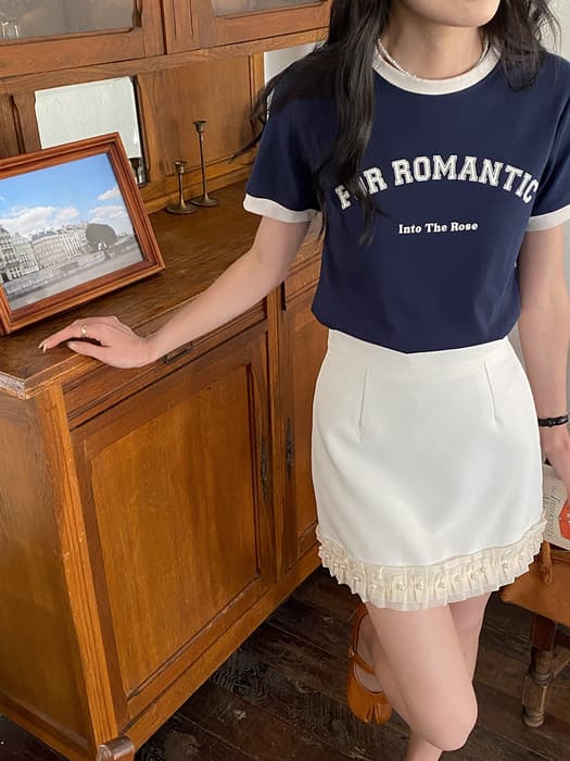 骨格ストレートバイカラーロゴ入りTシャツトップス