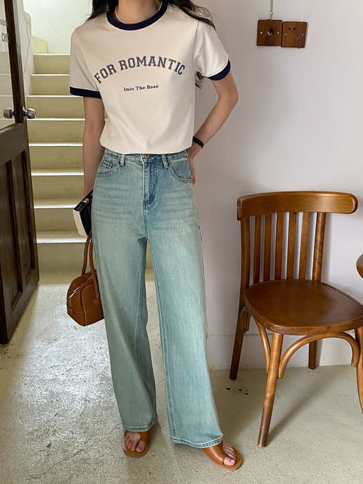 骨格ストレートバイカラーロゴ入りTシャツトップス