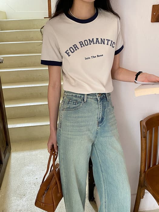 骨格ストレートバイカラーロゴ入りTシャツトップス