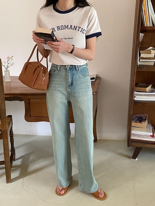 骨格ストレートバイカラーロゴ入りTシャツトップス