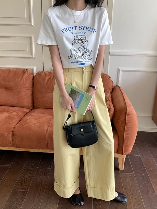 骨格ストレートフロントプリントTシャツトップス