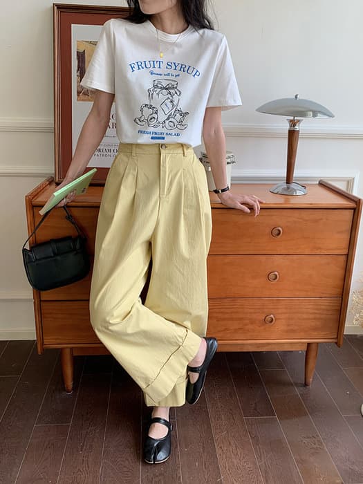 骨格ストレートフロントプリントTシャツトップス