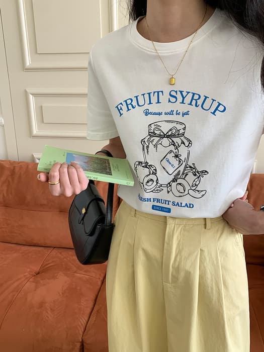 骨格ストレートフロントプリントTシャツトップス