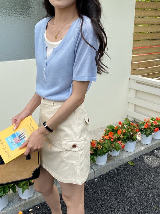 骨格ストレートカーゴ風ミニ丈スカート