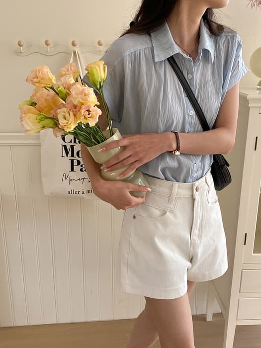 骨格ストレートカラーシャツトップス