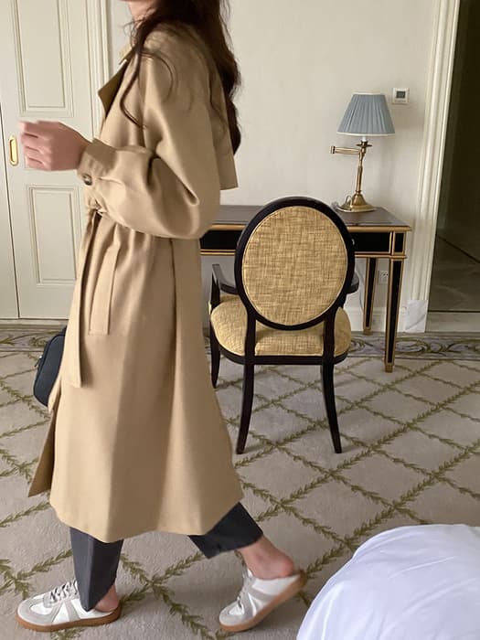 骨格ストレートロングトレンチコート