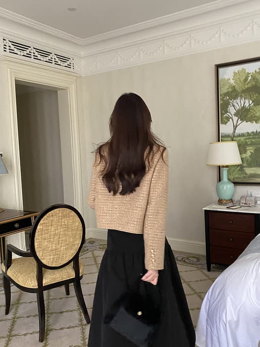 骨格ストレート長袖ツイードジャケット