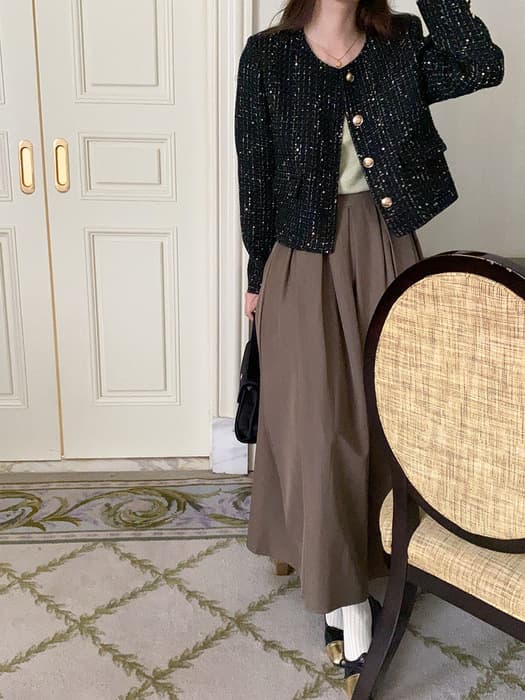 骨格ストレート長袖ツイードジャケット