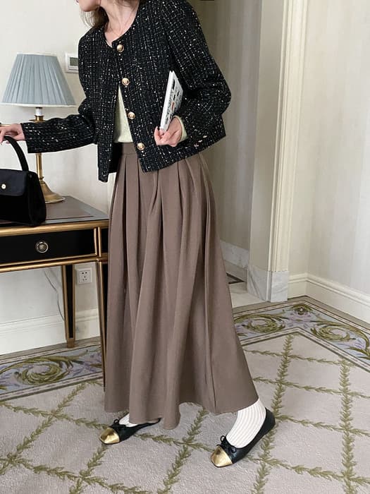 骨格ストレート長袖ツイードジャケット
