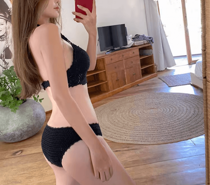 骨格ストレート鍵編みビキニ