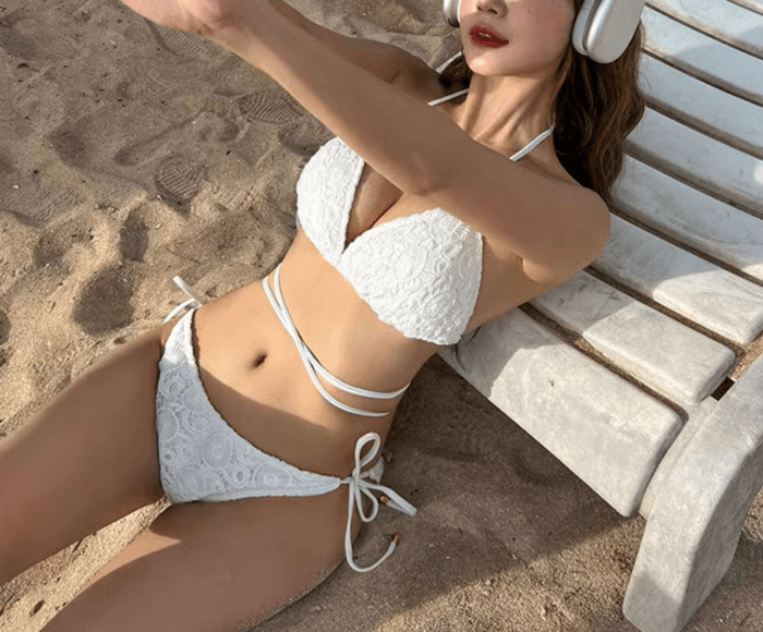 骨格ストレートストリングレースビキニ