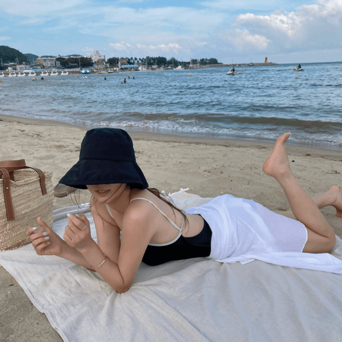 骨格ストレートカラーブロックワンピース水着