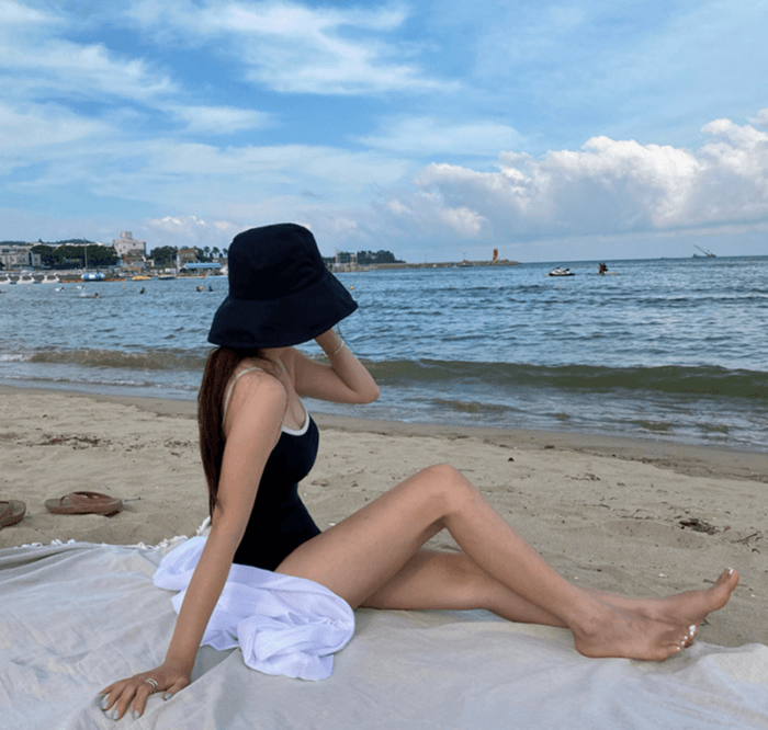 骨格ストレートカラーブロックワンピース水着