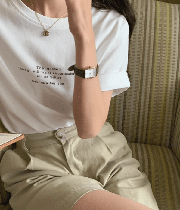 骨格ストレートプリントシンプル半袖Tシャツ