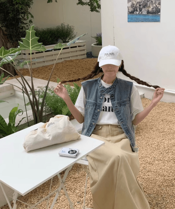 骨格ストレートデニムベスト