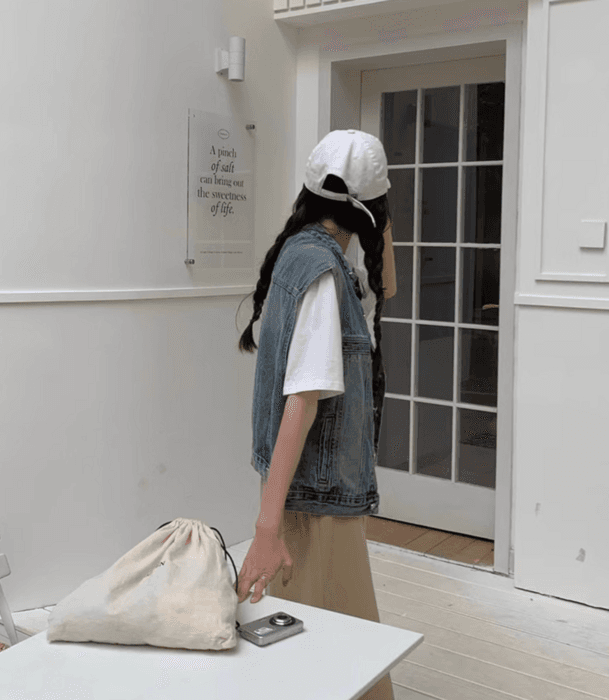 骨格ストレートデニムベスト