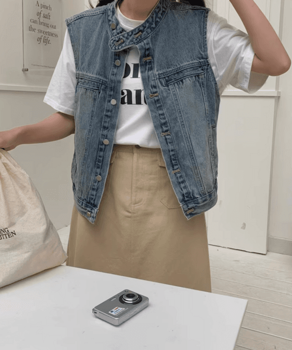 骨格ストレートデニムベスト