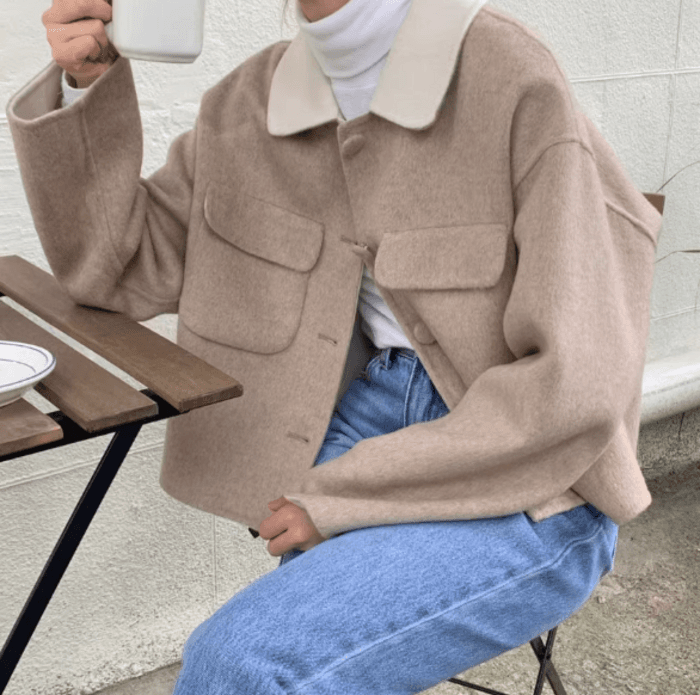 骨格ストレートコントラストカラーアウター